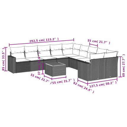 sofasæt til haven 11 dele med hynder polyrattan beige