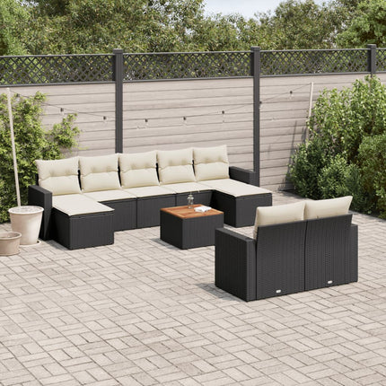 sofasæt til haven 10 dele med hynder polyrattan sort