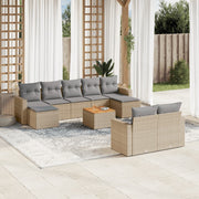 sofasæt til haven 10 dele med hynder polyrattan beige