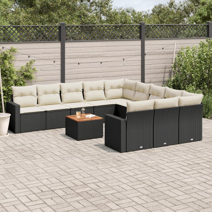 sofasæt til haven 12 dele med hynder polyrattan sort