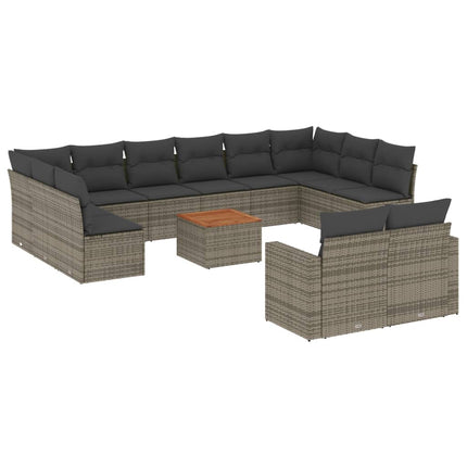 sofasæt til haven 13 dele med hynder polyrattan grå