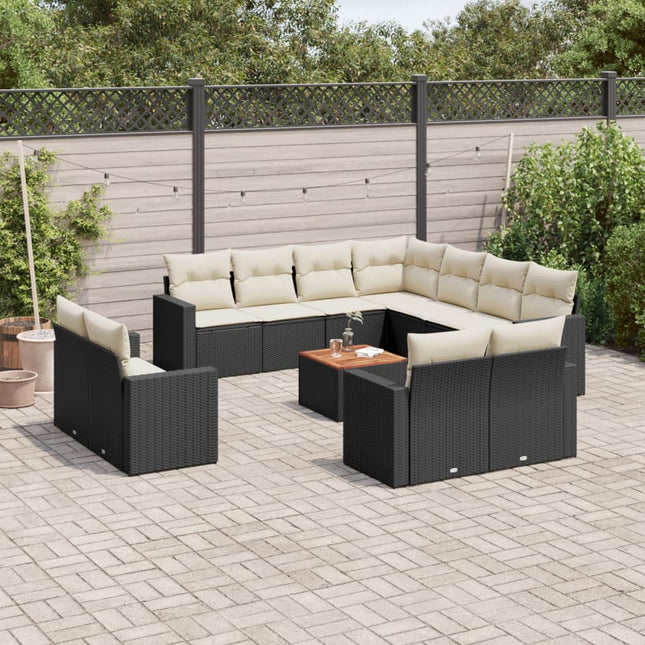 sofasæt til haven 12 dele med hynder polyrattan sort