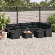 sofasæt til haven 10 dele med hynder polyrattan sort
