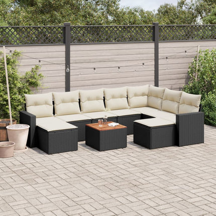 sofasæt til haven 10 dele med hynder polyrattan sort