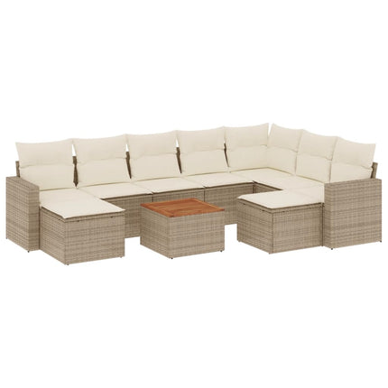 sofasæt til haven 10 dele med hynder polyrattan beige