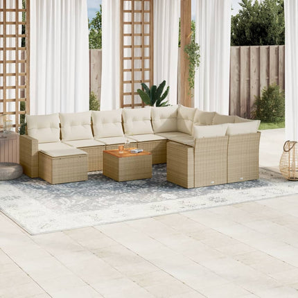 sofasæt til haven 11 dele med hynder polyrattan beige