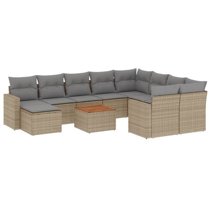 sofasæt til haven 11 dele med hynder polyrattan beige