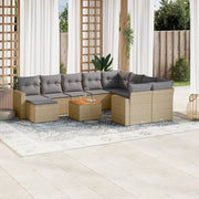 sofasæt til haven 11 dele med hynder polyrattan beige