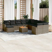 sofasæt til haven 12 dele med hynder polyrattan grå