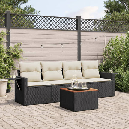 sofasæt til haven 5 dele med hynder polyrattan sort