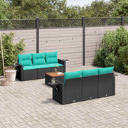 havesofasæt med 7 hynder sort polyrattan