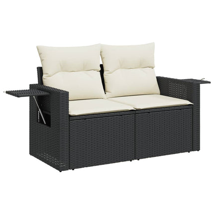 sofasæt til haven 7 dele med hynder polyrattan sort