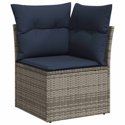 havesofasæt med 7 dele og hynder grå polyrattan