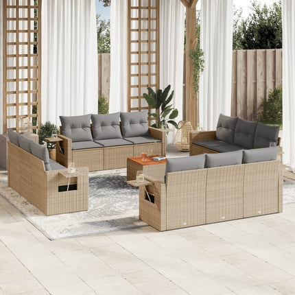 sofasæt til haven 13 dele med hynder polyrattan beige