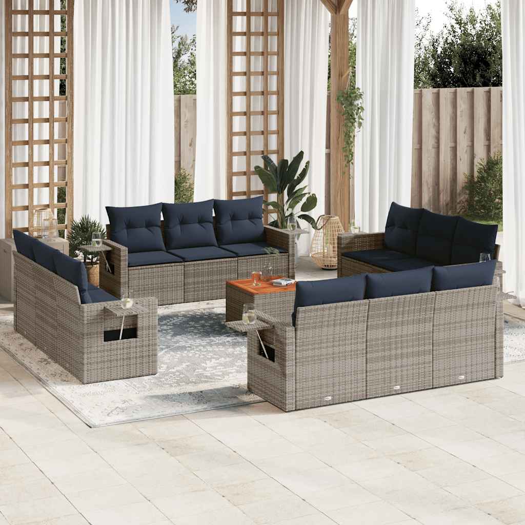 13-delt havesofast med hynder gr polyrattan