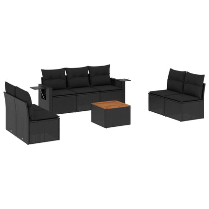 sofasæt til haven 8 dele med hynder polyrattan sort