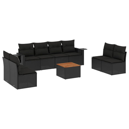 sofasæt til haven 9 dele med hynder polyrattan sort
