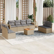 sofasæt til haven 9 dele med hynder polyrattan beige