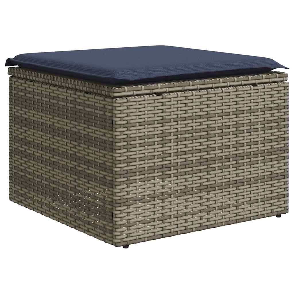 havesofasæt med 5 dele og hynder grå polyrattan