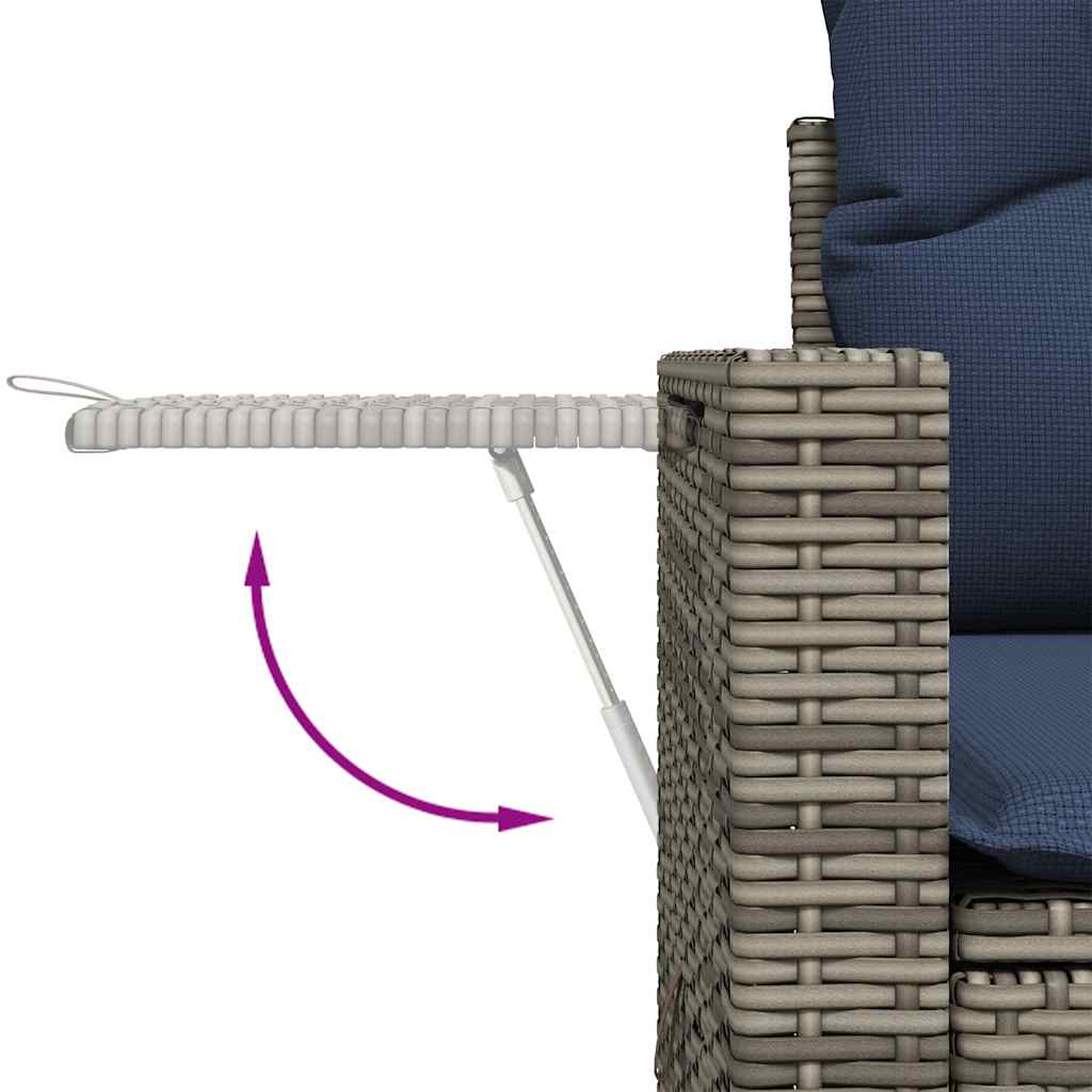 havesofasæt med 5 dele og hynder grå polyrattan