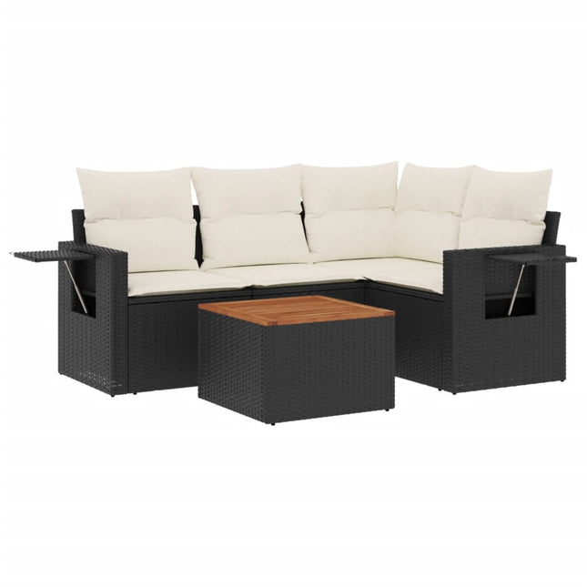 sofasæt til haven 5 dele med hynder polyrattan sort