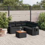sofasæt til haven 6 dele med hynder polyrattan sort