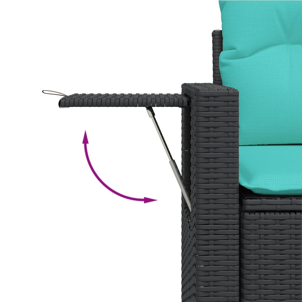 havesofasæt med 6 hynder sort polyrattan