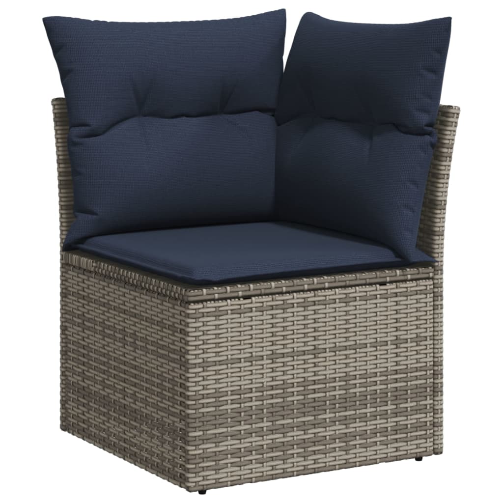 havesofasæt med 6 dele og hynder grå polyrattan