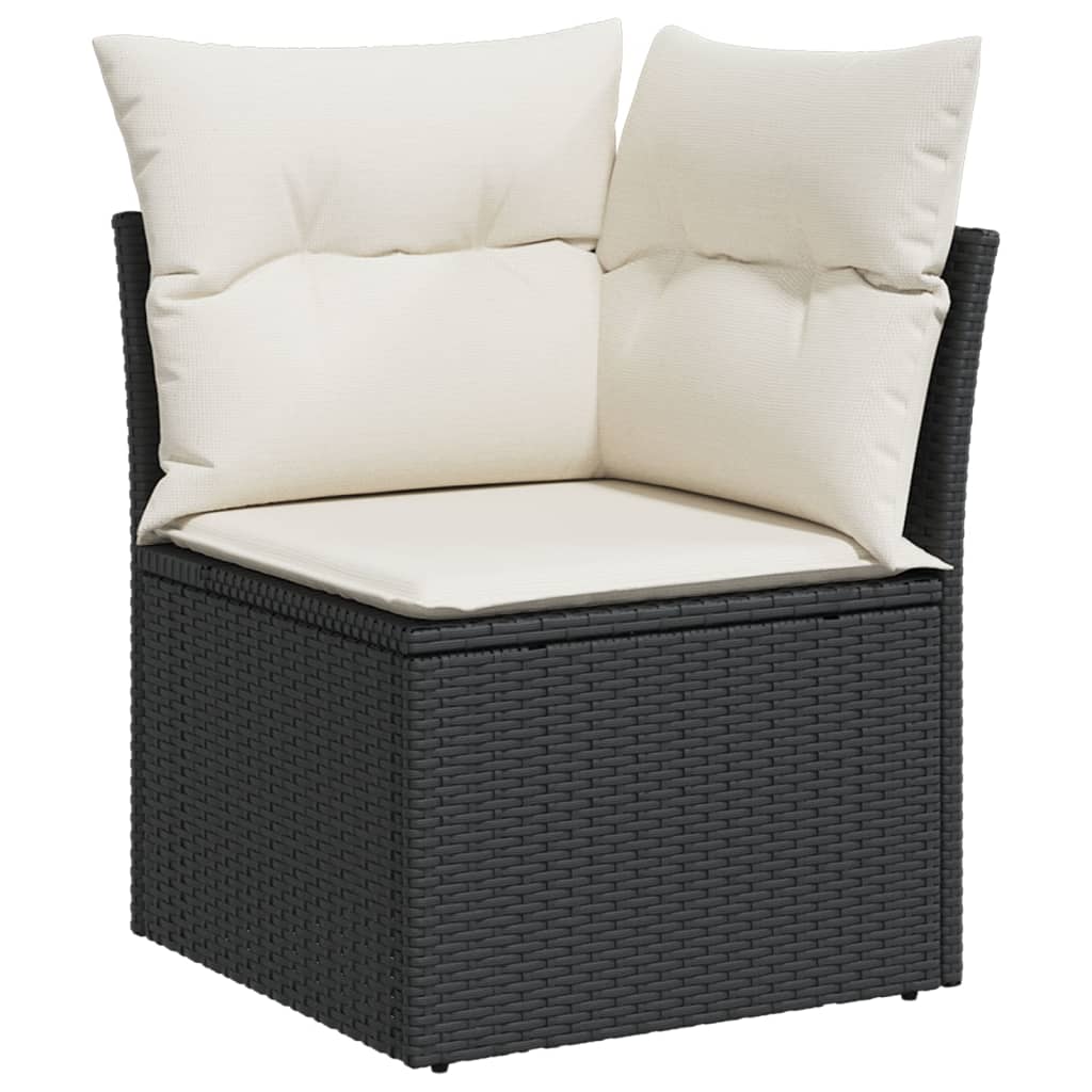 sofasæt til haven 7 dele med hynder polyrattan sort