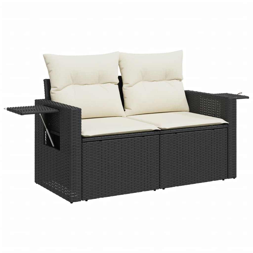 sofasæt til haven 7 dele med hynder polyrattan sort