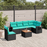havesofasæt med 7 hynder sort polyrattan