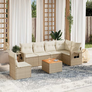 sofasæt til haven 7 dele med hynder polyrattan beige