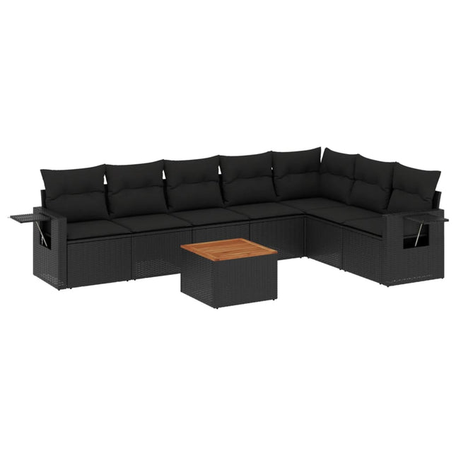 sofasæt til haven 8 dele med hynder polyrattan sort