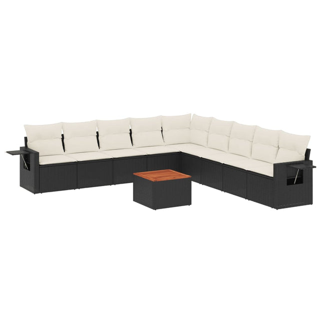 sofasæt til haven 10 dele med hynder polyrattan sort
