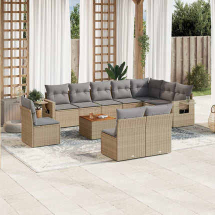 sofasæt til haven 11 dele med hynder polyrattan beige
