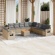 sofasæt til haven 12 dele med hynder polyrattan beige