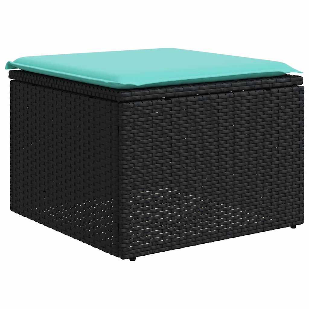 havesofasæt med 7 hynder sort polyrattan