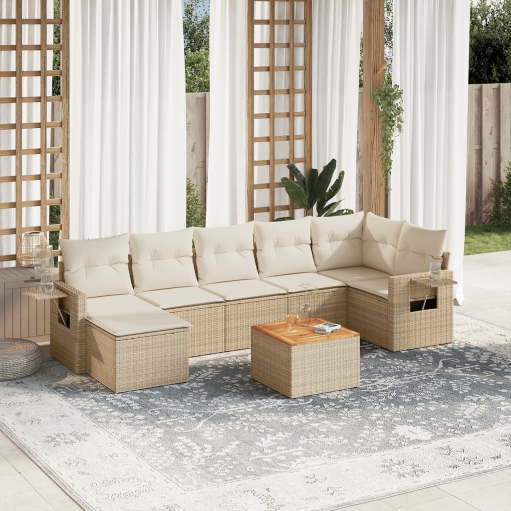 sofasæt til haven 8 dele med hynder polyrattan beige