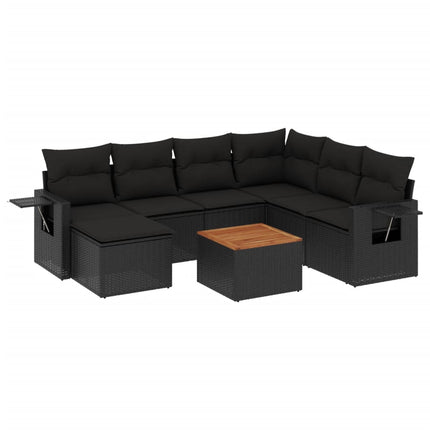 sofasæt til haven 8 dele med hynder polyrattan sort