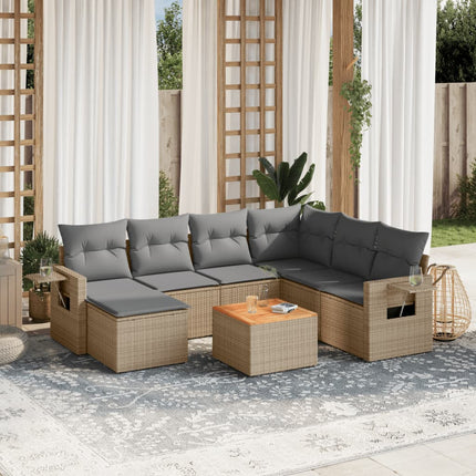 sofasæt til haven 8 dele med hynder polyrattan beige