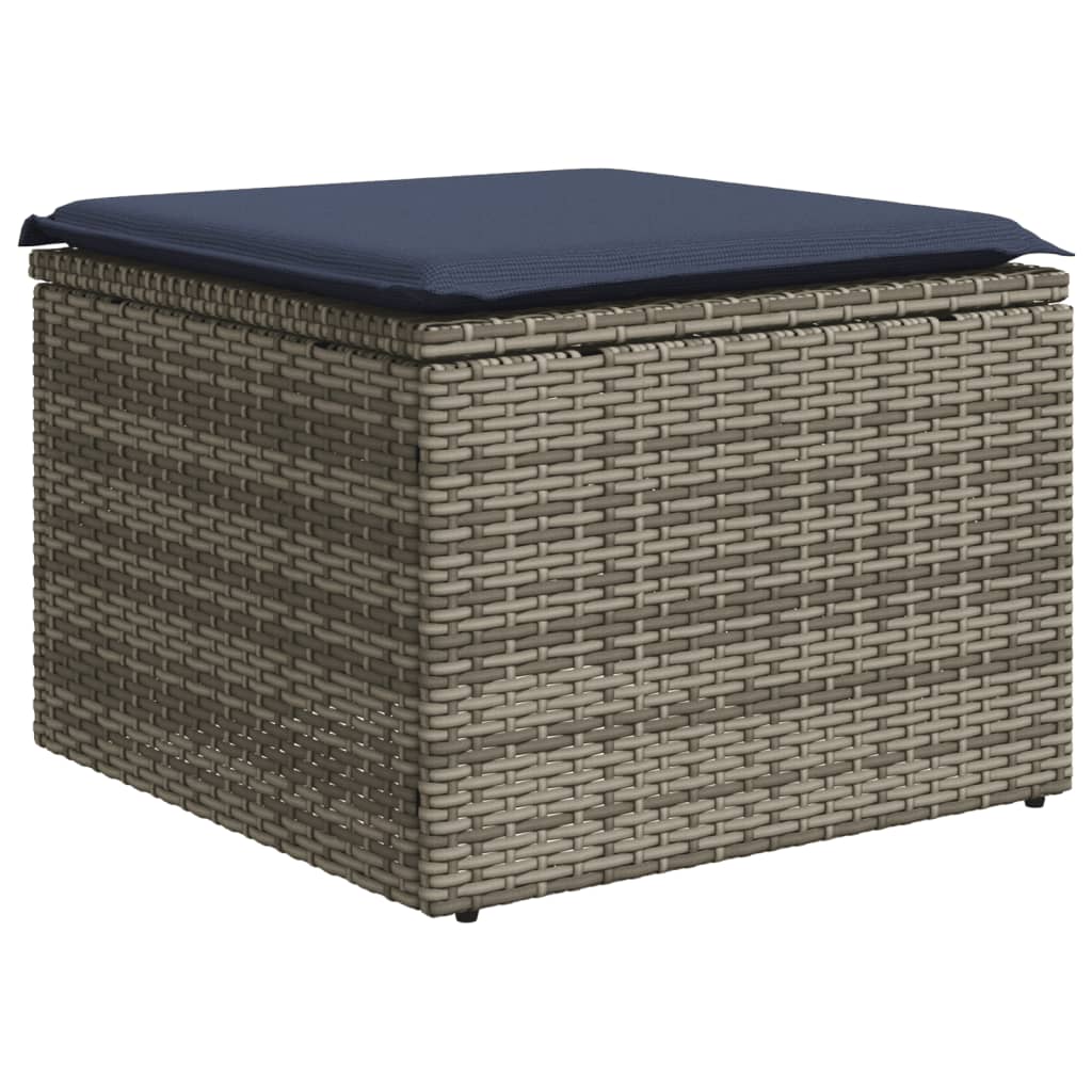 havesofasæt med 8 hynder grå polyrattan
