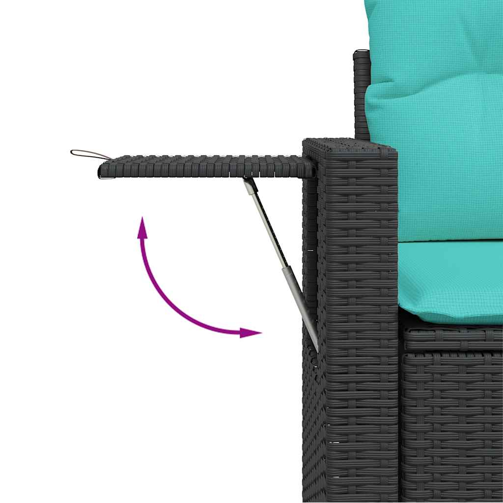 havesofasæt med 7 hynder sort polyrattan
