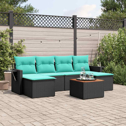 havesofasæt med 7 hynder sort polyrattan