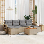 sofasæt til haven 7 dele med hynder polyrattan beige