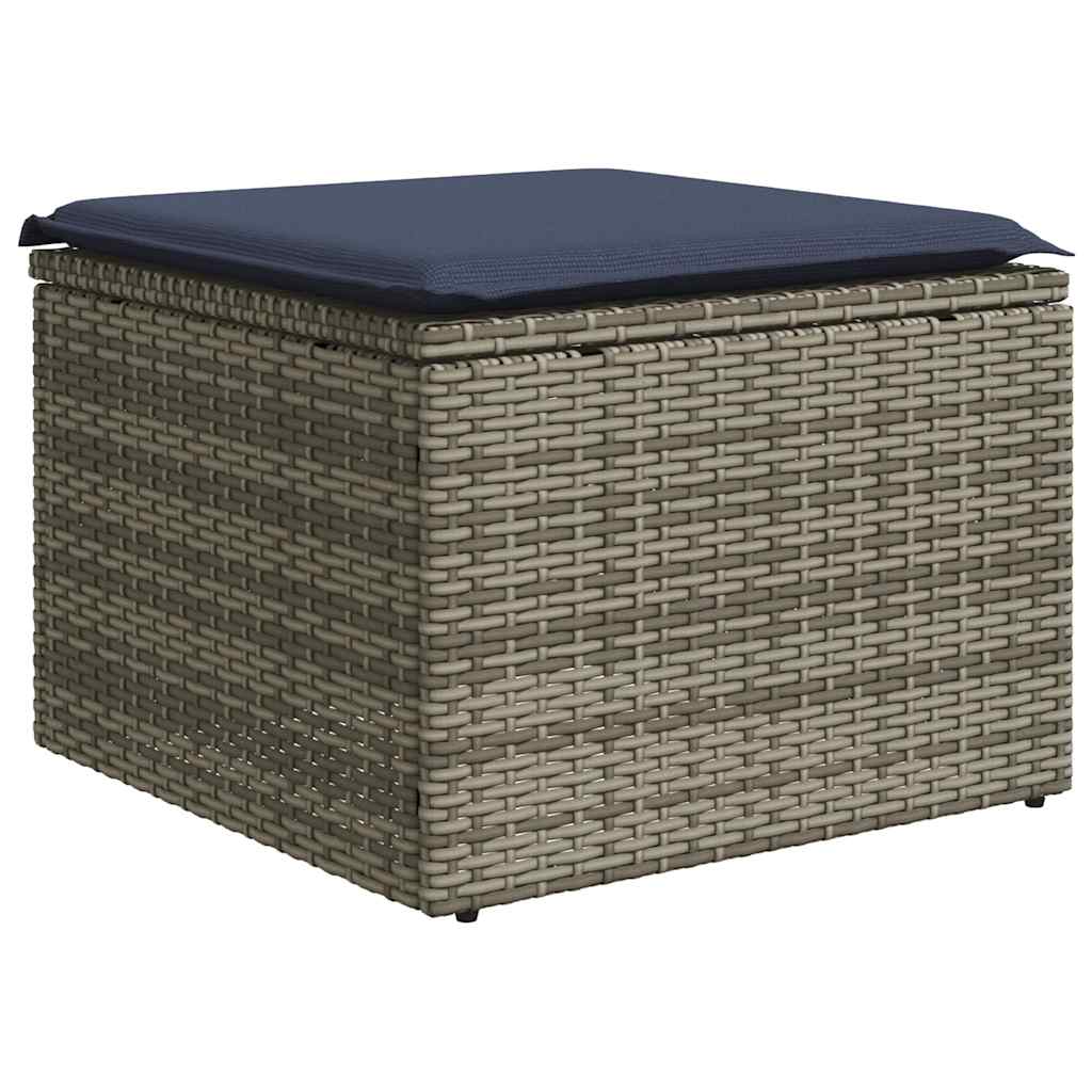 havesofasæt med 9 dele og hynder grå polyrattan