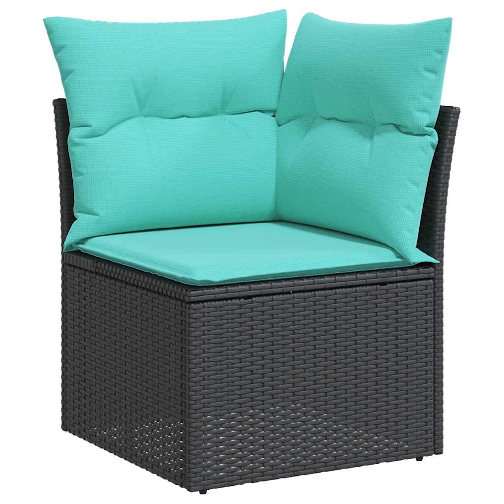 11-delt havesofasæt med hynder sort polyrattan