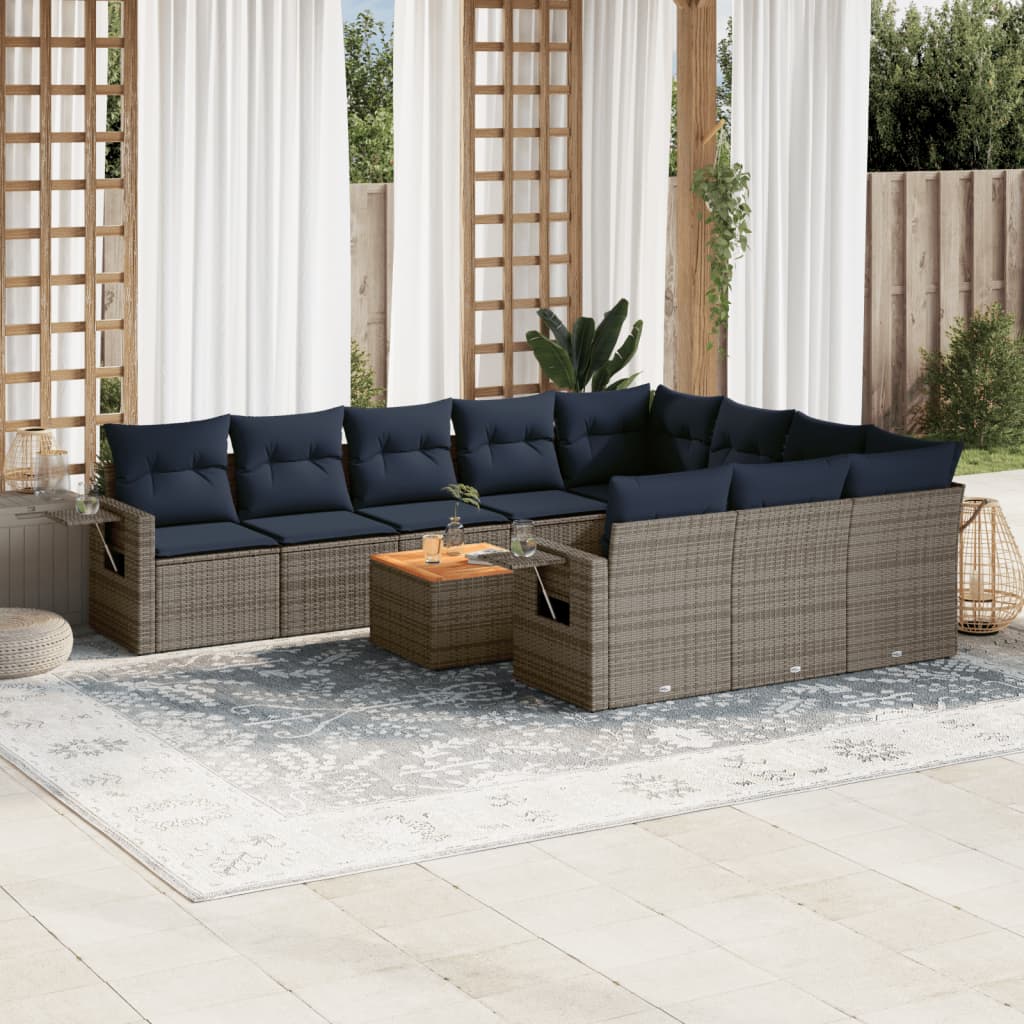 11-delt havesofast med hynder gr polyrattan