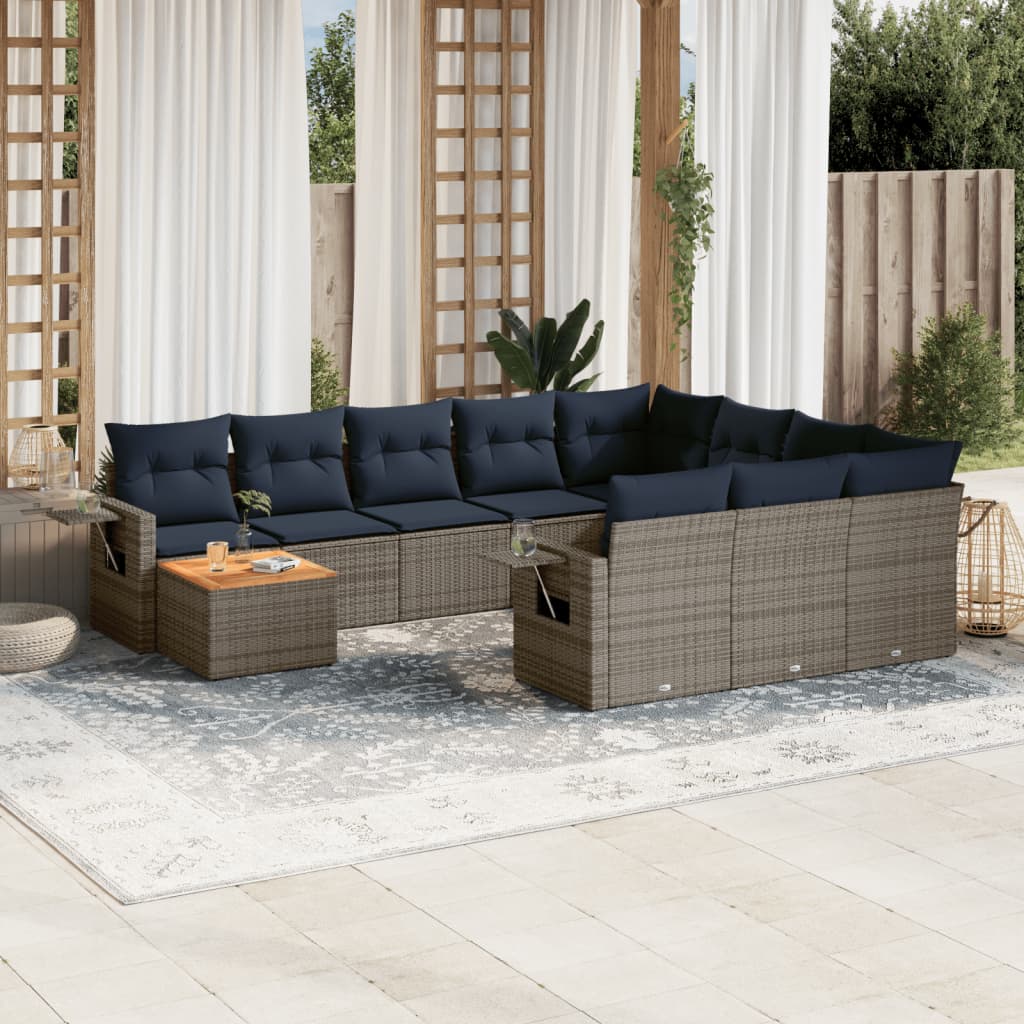 11-delt havesofast med hynder gr polyrattan