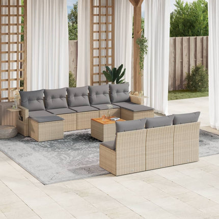 sofasæt til haven 11 dele med hynder polyrattan beige