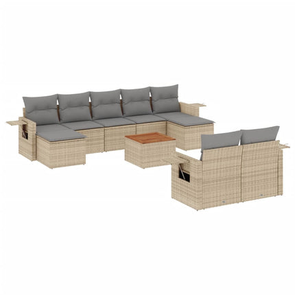 sofasæt til haven 10 dele med hynder polyrattan beige